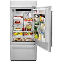 KitchenAid 36" 20.9 Cu. Ft. Bottom Mount Refrigerator with LED Lighting (KBBR306ESS) - Stainless Steel