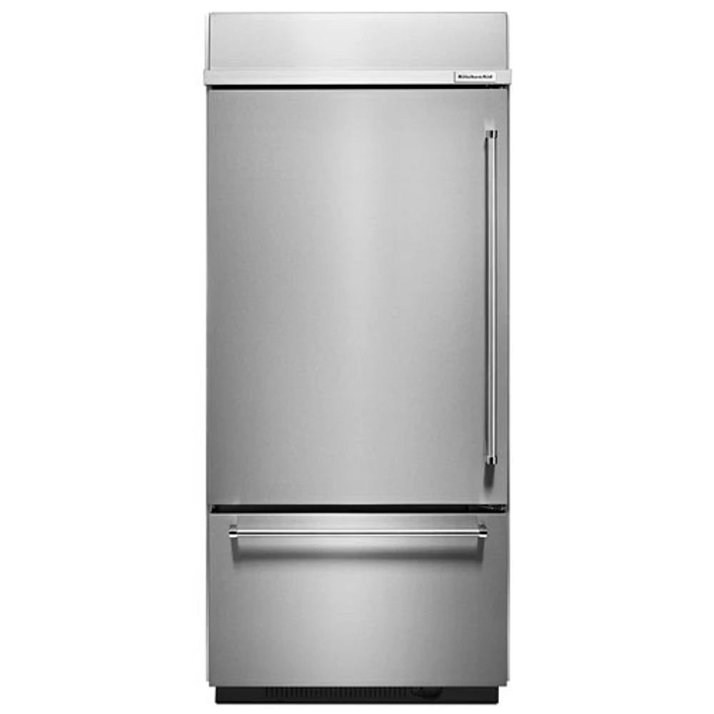 KitchenAid 36" 20.9 Cu. Ft. Built-In Bottom Mount Refrigerator with LED Lighting (KBBL306ESS) - Stainless Steel