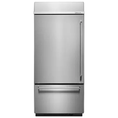 KitchenAid 36" 20.9 Cu. Ft. Built-In Bottom Mount Refrigerator with LED Lighting (KBBL306ESS) - Stainless Steel