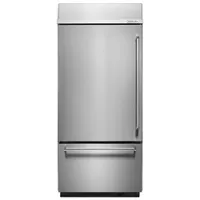 KitchenAid 36" 20.9 Cu. Ft. Built-In Bottom Mount Refrigerator with LED Lighting (KBBL306ESS) - Stainless Steel