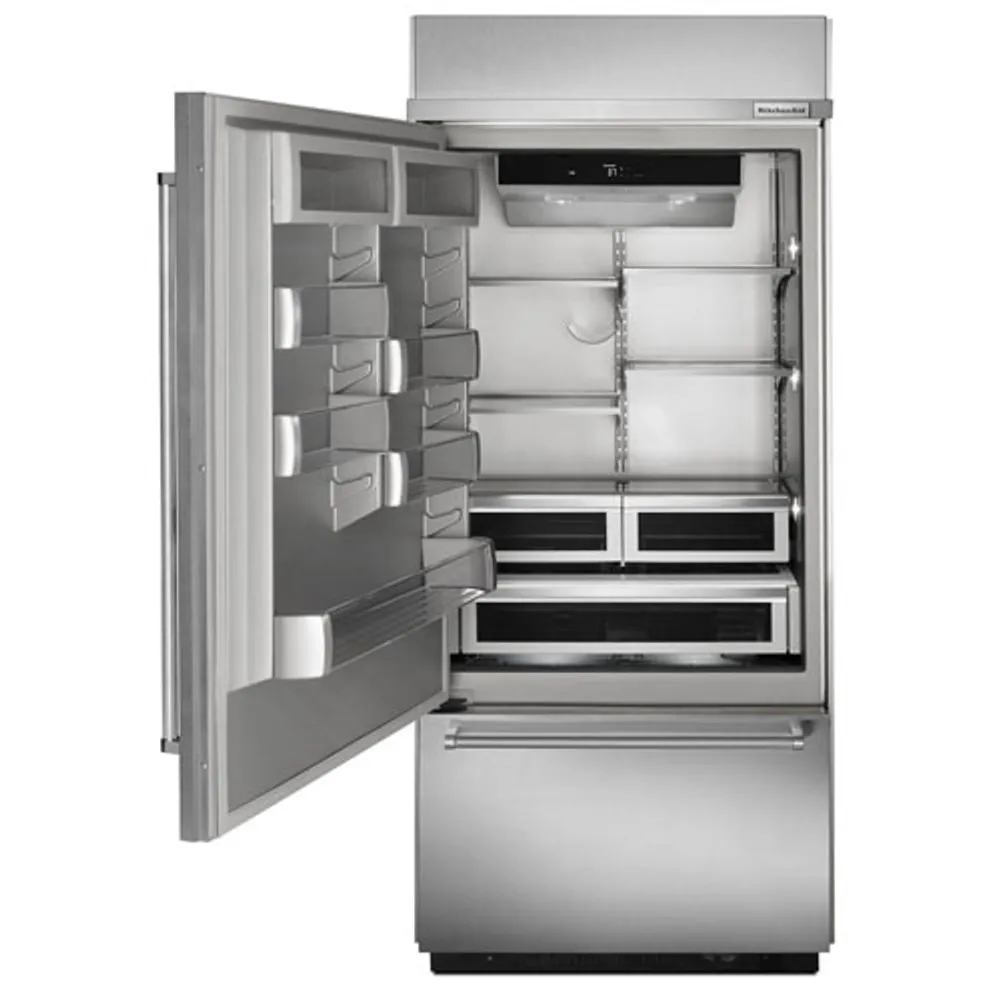 KitchenAid 36" 20.9 Cu. Ft. Built-In Bottom Mount Refrigerator with LED Lighting (KBBL306ESS) - Stainless Steel