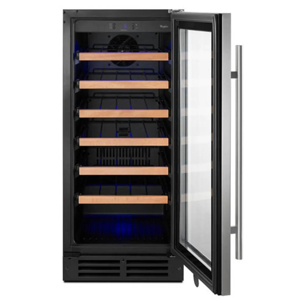 Whirlpool 34-Bottle Wine Cooler (WUW35X15DS) - Black-on-Stainless