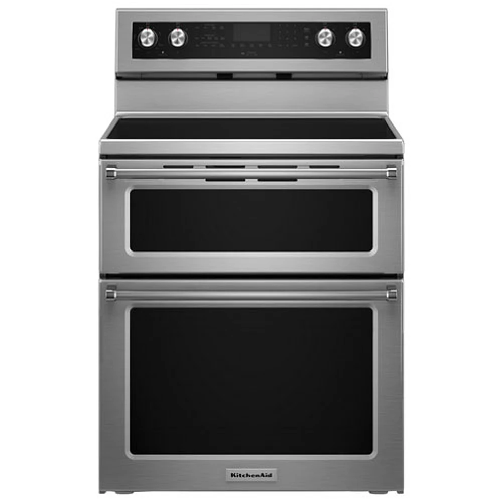 Cuisinière lisse à deux fours autonettoyants à convection 30 po 6,7 pi3 de KitchenAid - Inox