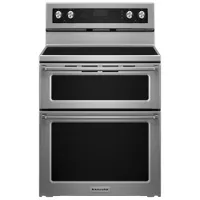 KitchenAid 30" 6.7 Cu. Ft. Double Oven 5-Element Freestanding Electric Range (YKFED500ESS) - Stainless