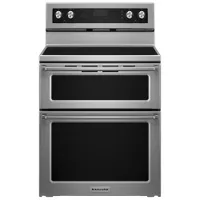 Cuisinière lisse à deux fours autonettoyants à convection 30 po 6,7 pi3 de KitchenAid - Inox