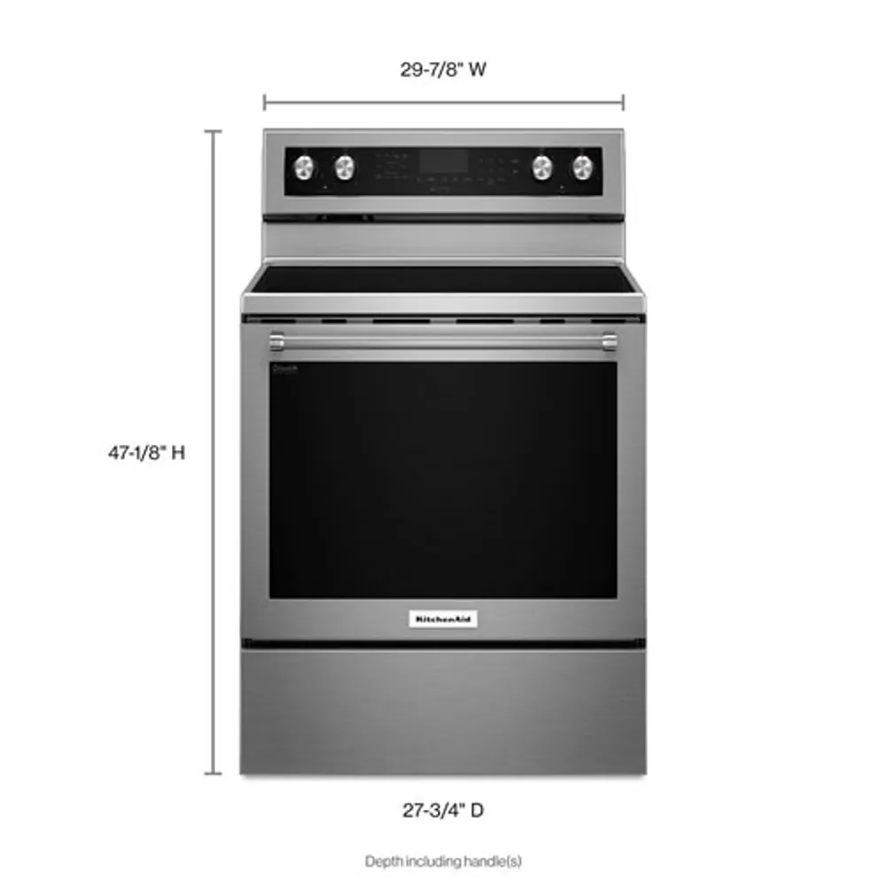 Cuisinière électrique autonome lisse avec four autonettoyant 6,4 pi3 30 po de KitchenAid - Inox