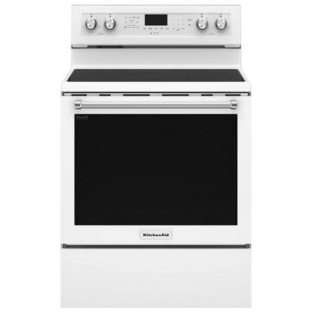 KitchenAid 30" 6.4 Cu. Ft. True Convection 5-Element Freestanding Electric Range (YKFEG500EWH) - White