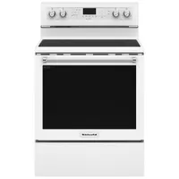 KitchenAid 30" 6.4 Cu. Ft. True Convection 5-Element Freestanding Electric Range (YKFEG500EWH) - White