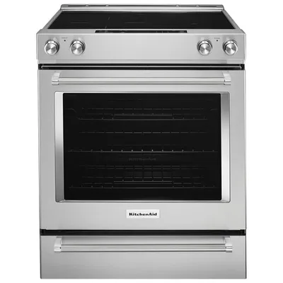 KitchenAid 30" 7.1 Cu. Ft. True Convection 5-Element Slide-In Electric Range (YKSEB900ESS) - Stainless