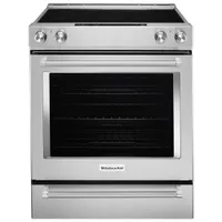 KitchenAid 30" 7.1 Cu. Ft. True Convection 5-Element Slide-In Electric Range (YKSEB900ESS) - Stainless