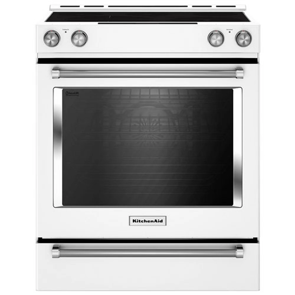 KitchenAid 30" 7.1 Cu. Ft. True Convection 5-Element Slide-In Electric Range (YKSEB900EWH) - White