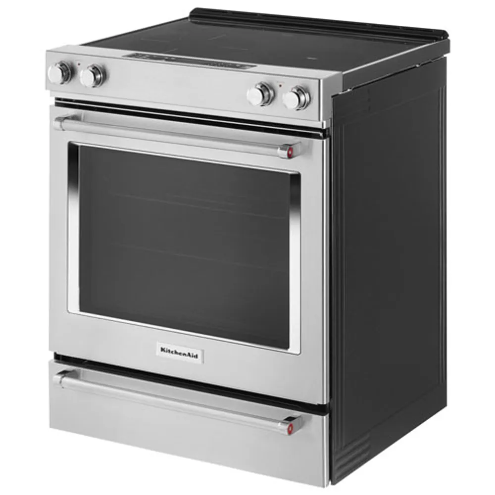 KitchenAid 30" 6.4 Cu. Ft. True Convection 5-Element Slide-In Electric Range (YKSEG700ESS) - Stainless