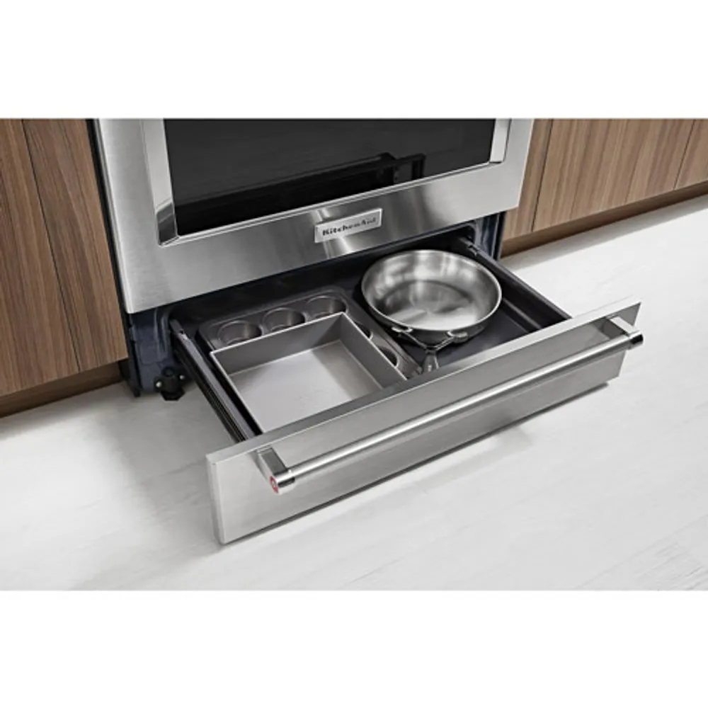 KitchenAid 30" 6.4 Cu. Ft. True Convection 5-Element Slide-In Electric Range (YKSEG700ESS) - Stainless