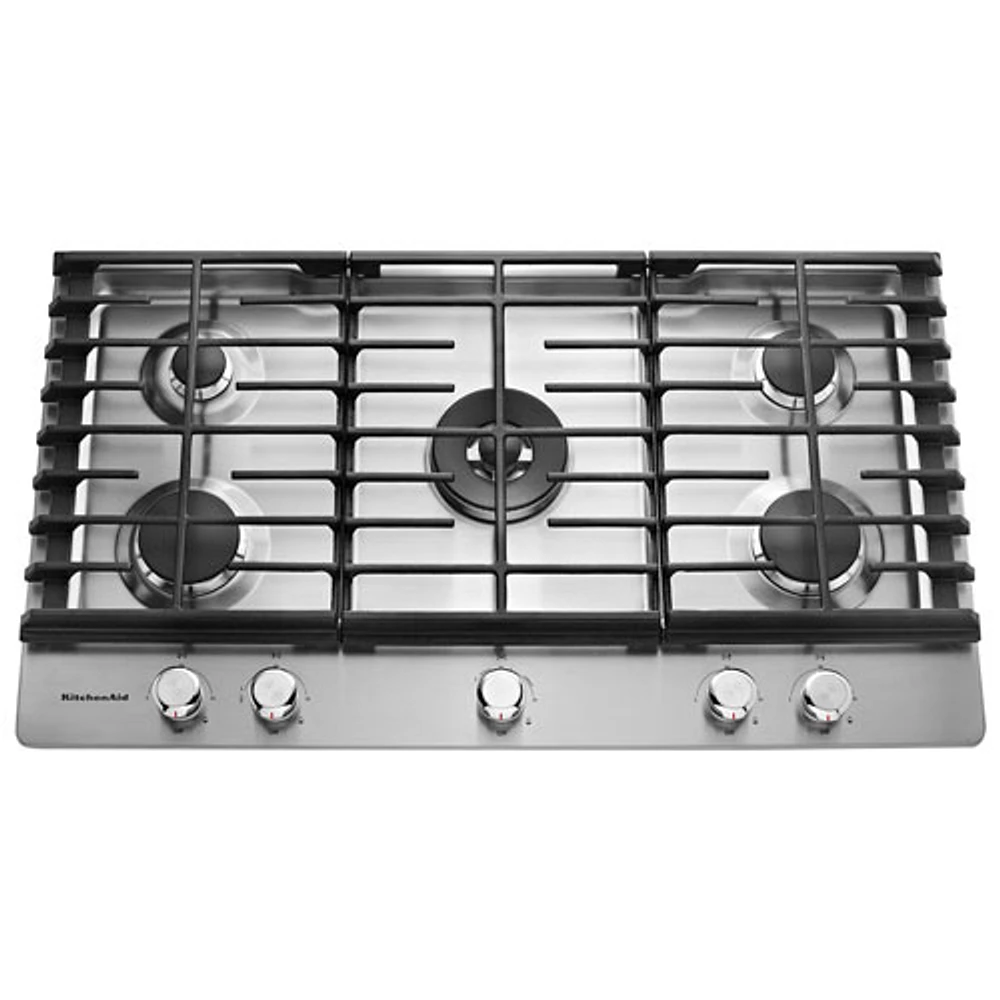 Surface de cuisson au gaz de 36 po à 5 brûleurs de KitchenAid - Acier inoxydable