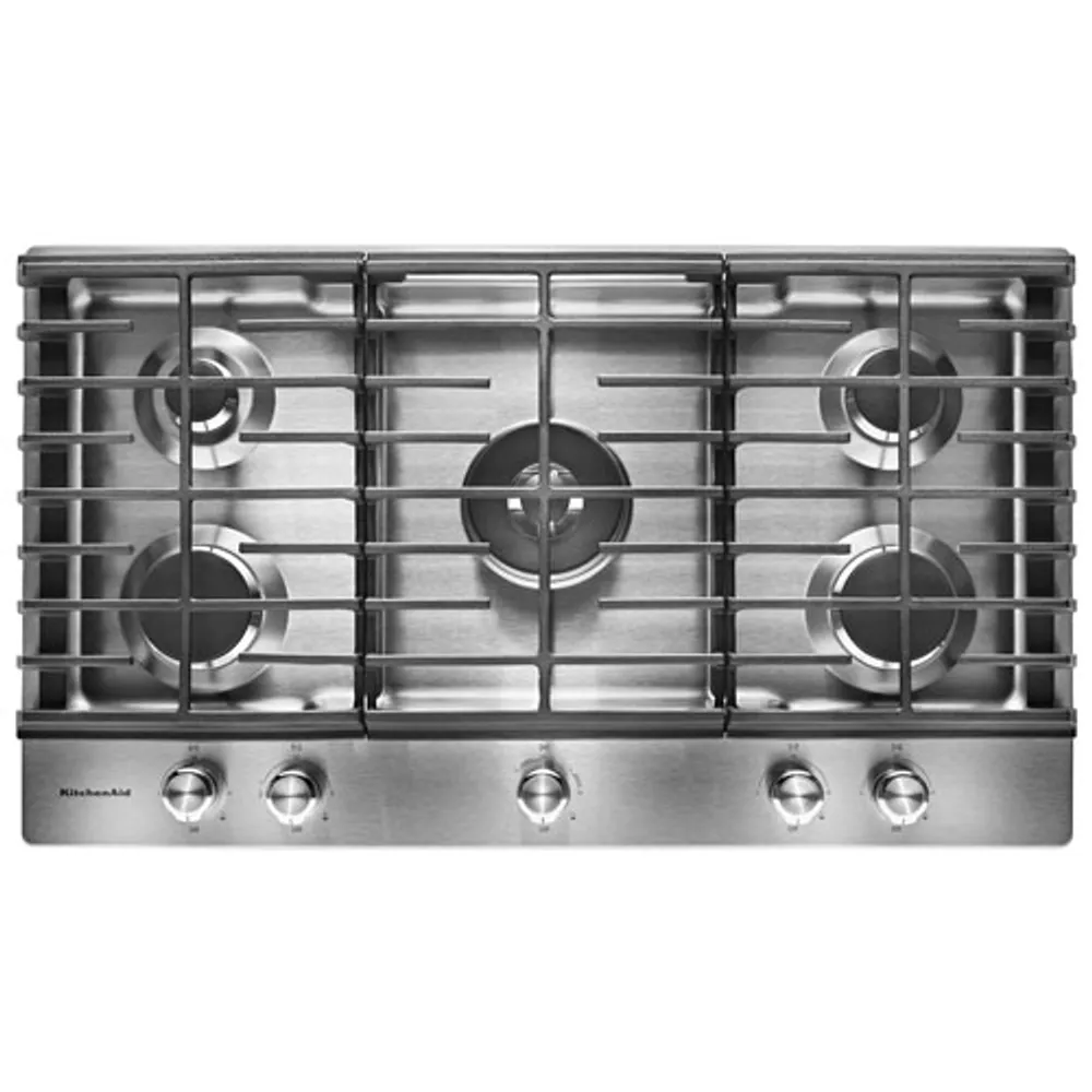 Surface de cuisson au gaz de 36 po à 5 brûleurs de KitchenAid - Acier inoxydable