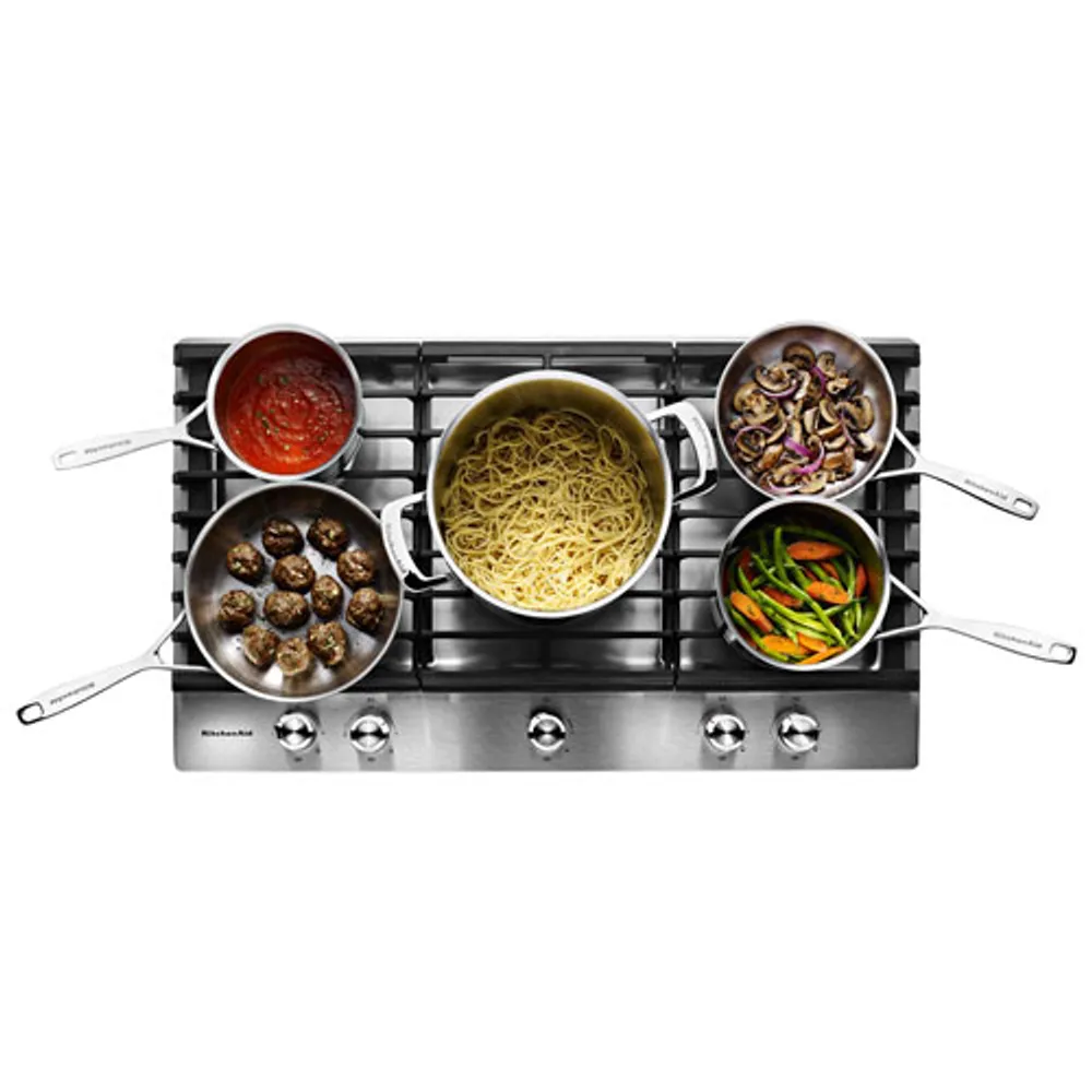 KitchenAid 36" 5-Burner Gas Cooktop (KCGS556ESS) - Stainless Steel