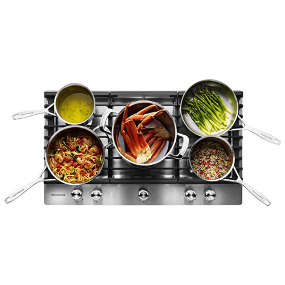 KitchenAid 36" 5-Burner Gas Cooktop (KCGS556ESS) - Stainless Steel