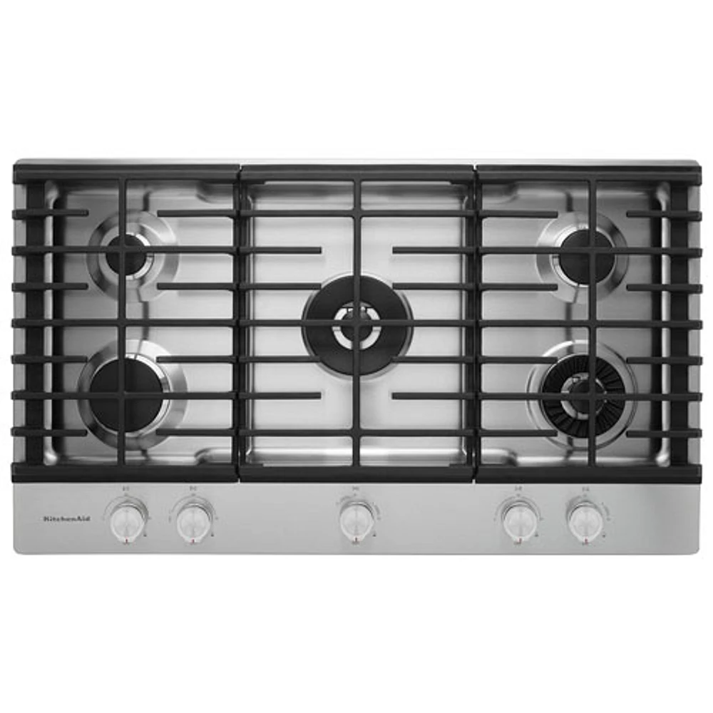 Surface de cuisson à gaz de 37 po à 5 brûleurs de KitchenAid (KCGS956ESS) - Acier inoxydable