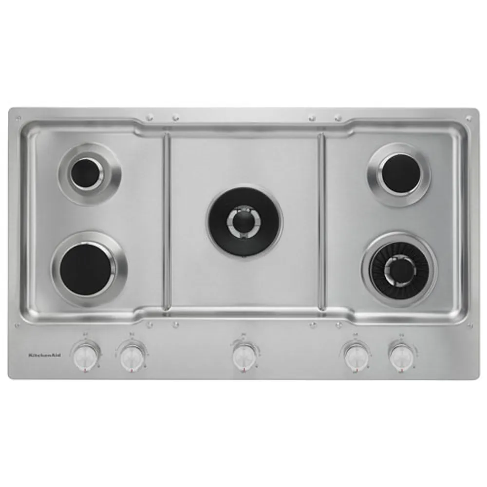 Surface de cuisson à gaz de 37 po à 5 brûleurs de KitchenAid (KCGS956ESS) - Acier inoxydable