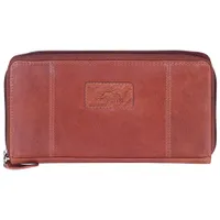 Mancini Casablanca Leather Zipper Clutch Wallet - Cognac