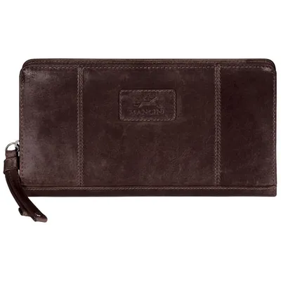 Mancini Casablanca Leather Zipper Clutch Wallet - Brown (8700211-bn)