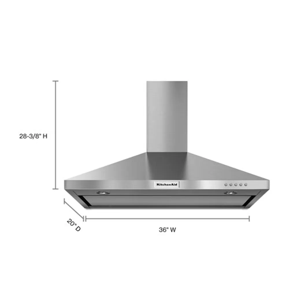 Hotte de cuisinière murale de 36 po de KitchenAid - Acier inoxydable