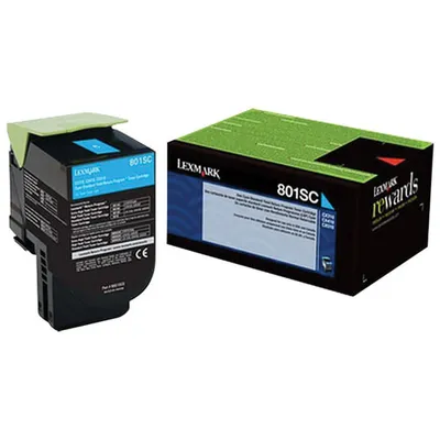 Cartouche d'encre en poudre recyclable cyan 801SC de Lexmark (80C1SC0)