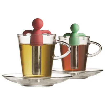 Brilliant Tandem 175ml Tea Cup & Saucer with Smiley Tea Infusers - Set of 2