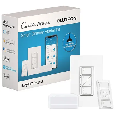 Lutron Caseta Wireless Kit with In-Wall Dimmer Kit & Smart Bridge (P-BDG-PKG1W-C)
