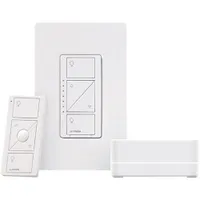 Trousse sans fil Caseta de Lutron avec gradateur mural et pont intelligent (P-BDG-PKG1W-C)