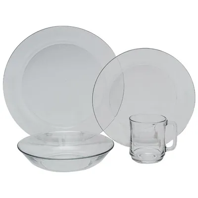 Duralex Lys Clear 24-Piece Dinnerware Set - Clear