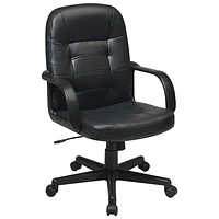 Work Smart Ergonomic Mid-Back Bonded Leather Manager Chair - Black