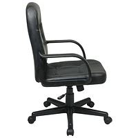 Work Smart Ergonomic Mid-Back Bonded Leather Manager Chair - Black