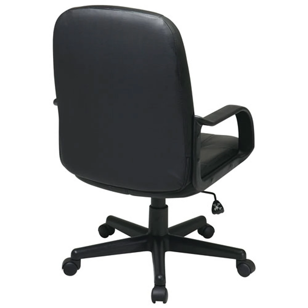 Work Smart Ergonomic Mid-Back Bonded Leather Manager Chair - Black