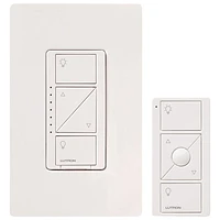 Trousse à gradateur sans fil Caseta Lutron à télécommande Pico et gradateur mural (P-PKG1W-WH-R-C)