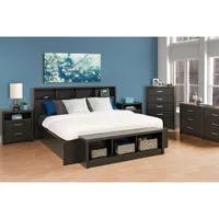 District Modern Bookcase Headboard - King - Black