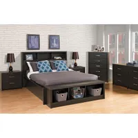 District Modern Bookcase Headboard - Queen - Black