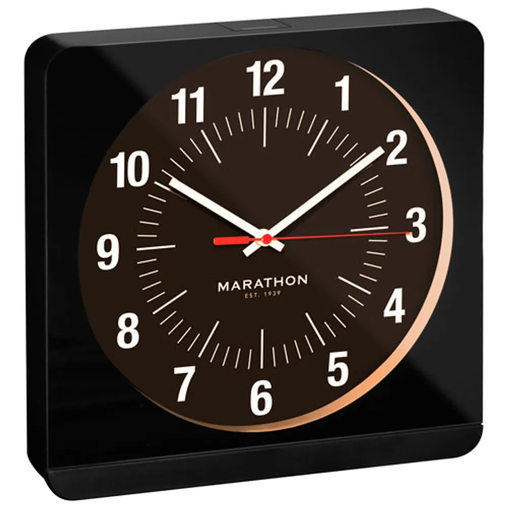 Marathon Auto Night Light Analog Wall Clock - Black