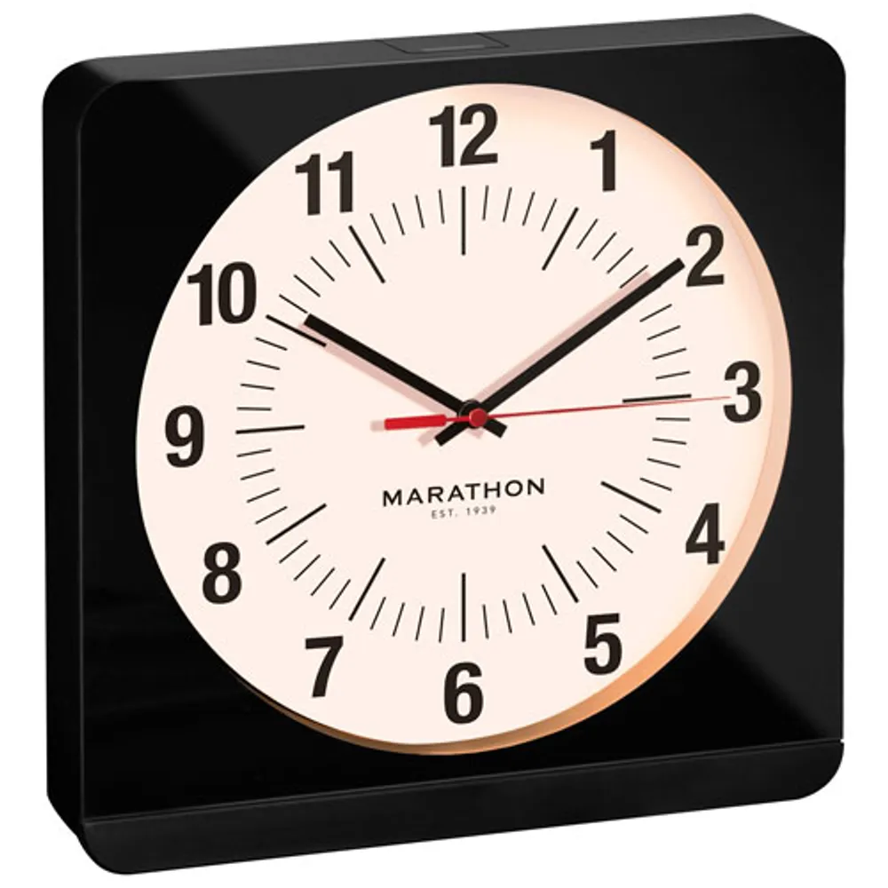 Marathon Auto Night Light Jumbo Analog Wall Clock (CL030057BK-WH1) - Black/White