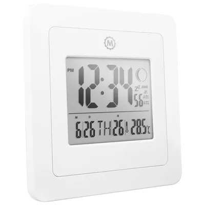 Marathon Digital Wall Clock with Moon Phase Display (CL030049WH) - White