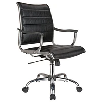 TygerClaw Ergonomic Mid-Back Leather Manager Chair - Black