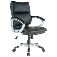 TygerClaw Ergonomic Mid-Back Leather Manager Chair - Black