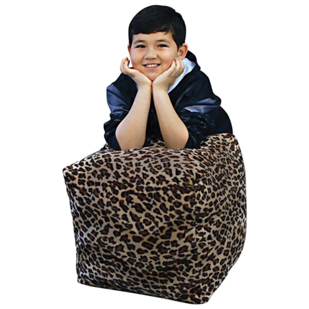 Comfy Kids - Polyester Cube Bean Bag Chair - Cheetah