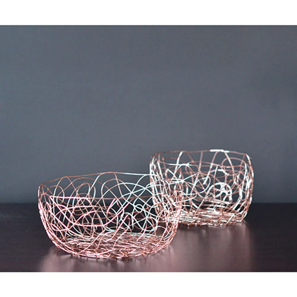 Fable Steel Wire Fruit Basket - Rose Gold