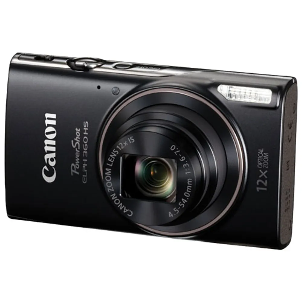 Canon PowerShot ELPH 360 HS WiFi 20.2MP 12x Optical Zoom Digital Camera - Black