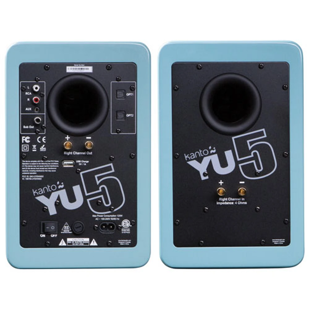 Kanto YU5 80-Watt Bluetooth Bookshelf Speaker - Gloss Teal - Pair