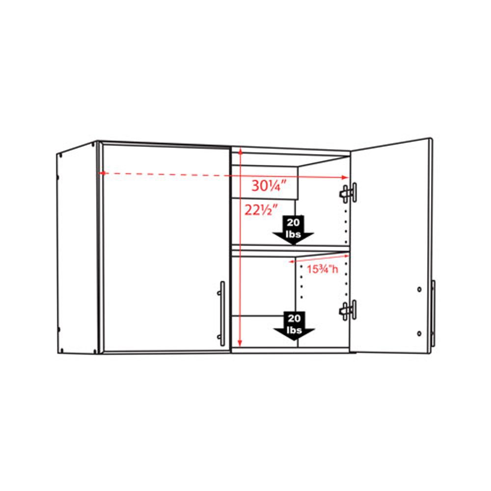 Elite 24" Traditional 2-Shelf Stackable Wall Cabinet - Espresso