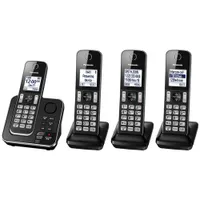 Panasonic 4-Handset DECT Cordless Phone with Answering Machine (KXTGD394B)