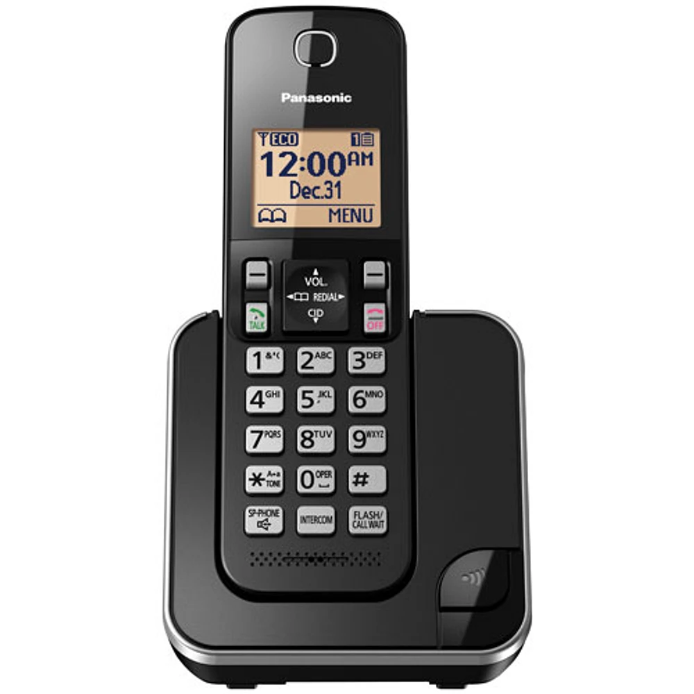 Téléphone sans fil DECT à 1 combiné de Panasonic (KXTGC380B)