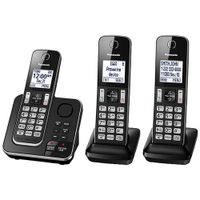 Panasonic 3-Handset DECT Cordless Phone with Answering System (KXTGD393B) - Black